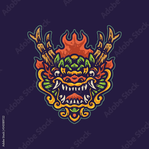 The chinese lion colorful mandala illustration