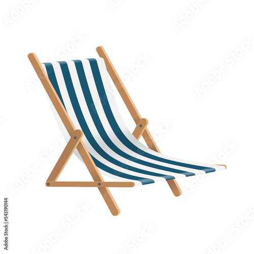 Foto blue and white striped beach chair or deck chair