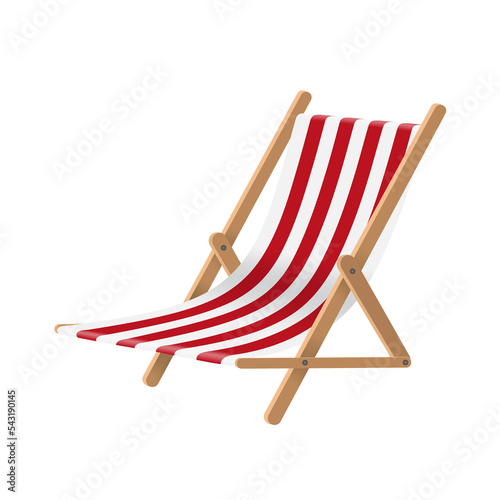 red and white striped beach chair or deck chair