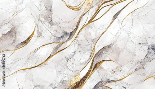 Luxurious gray gold, silver, marble texture. Marble ink from exquisite original painting for abstract background. Detailed marble slab. White gray granite ceramic tiles 3d illustration © Zaleman
