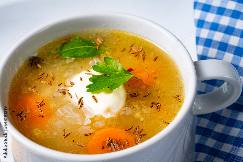 Delicious Old Polish caraway soup with cream Delicious Old Polish caraway soup with cream