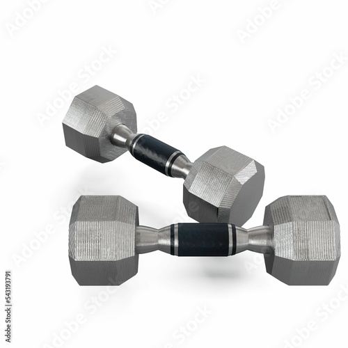 Closeup shot of weight dumbbels on the white background photo