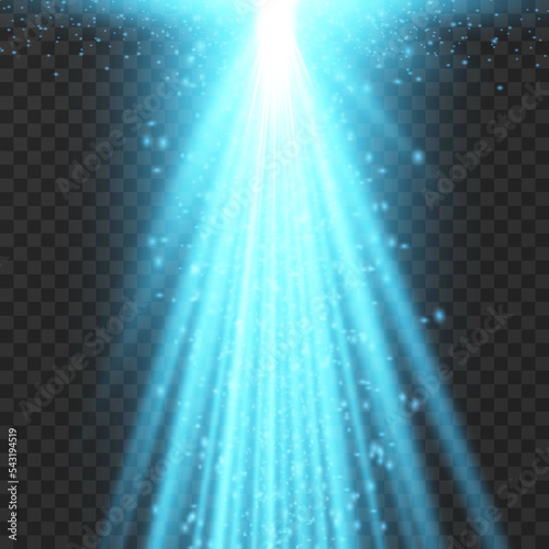 Blue star spotlight background. On a transparent background.