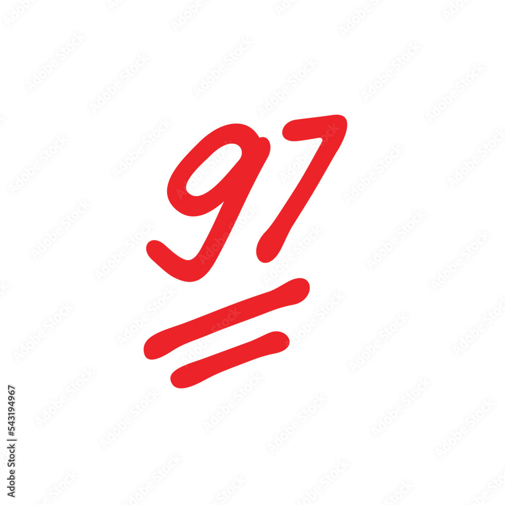 97 points exam score, ninety seven points grade results, vector illustration 97 points exam score, ninety seven points grade results, vector illustration