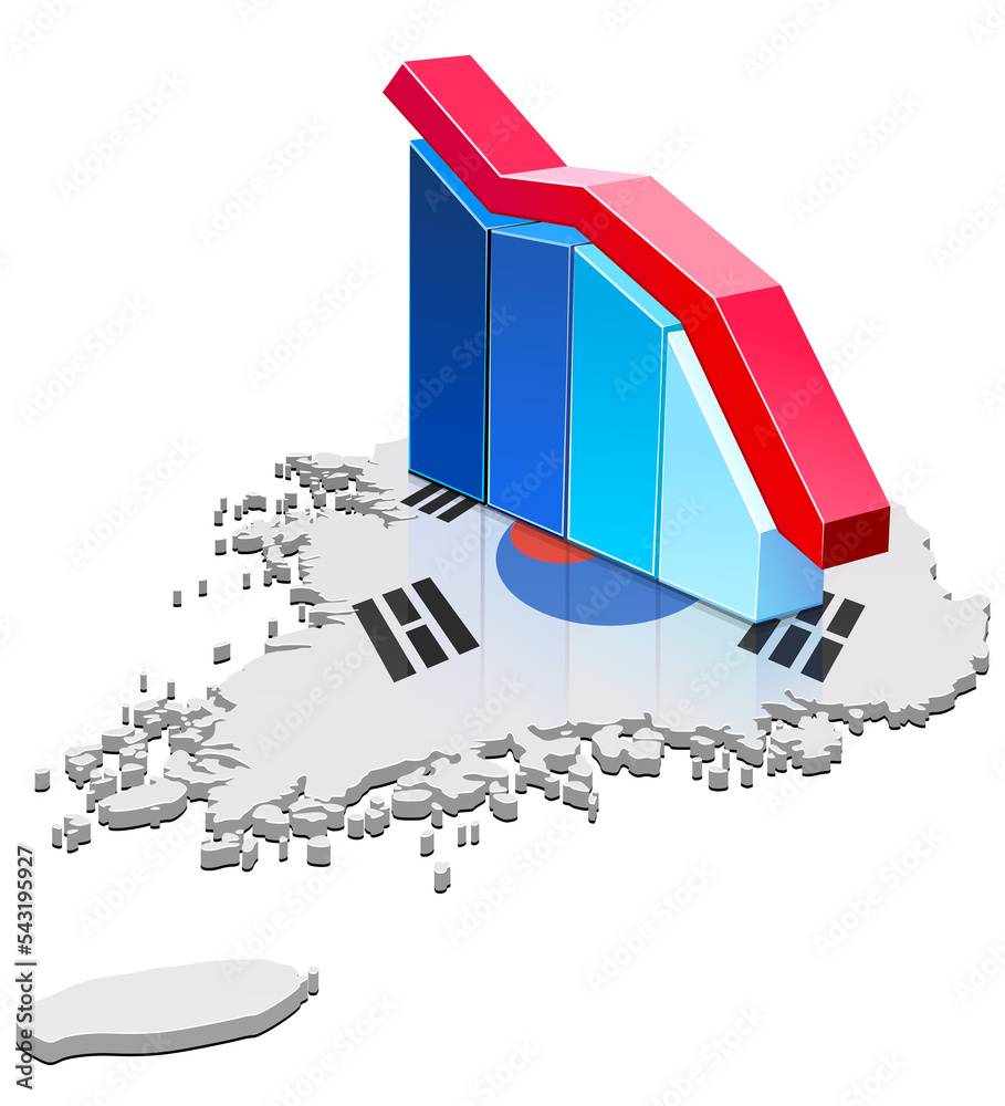 3d-map-of-south-korea-in-the-colors-of-the-south-korean-flag-with-blue