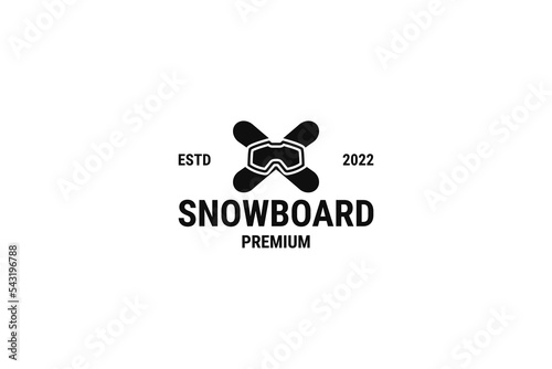 Flat snowboarding logo design vector template illustration
