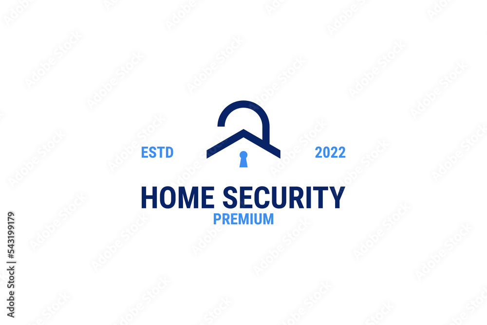 Home with clock icon for security logo design vector template illustration