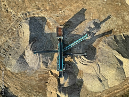 Obraz na płótnie open pit mine and selection of raw materials and minerals extracted from the ground w salonie