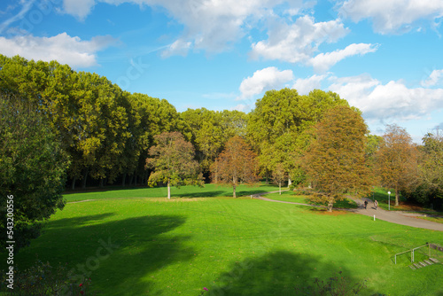 Fototapeta Naklejka Na Ścianę i Meble -  a beautiful green park Schlossgarten in Stuttgart on a sunny day, Germany