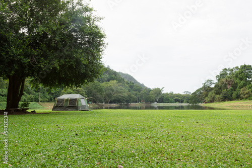 Camping zone alongside the lake at Khao Ruak Reservoir at Namtok Samlan National Park in Saraburi