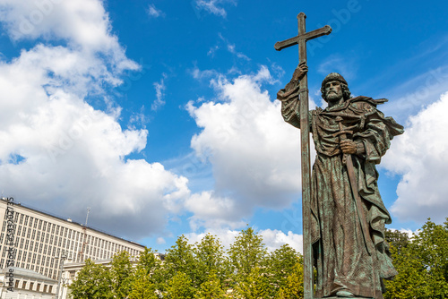 Monument to Vladimir the Great statue in Moscow, Russia, Europe