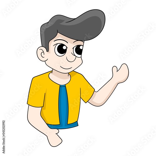 illustration boy is explaining something