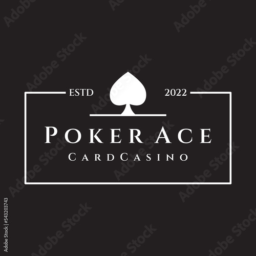 Vintage casino poker ace design logo, diamonds, hearts and spades. Poker club logo, tournament, gambling game, symbol 777.