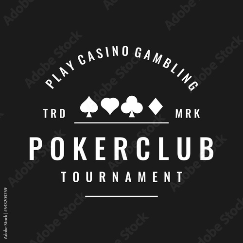 Vintage casino poker ace design logo, diamonds, hearts and spades. Poker club logo, tournament, gambling game, symbol 777.