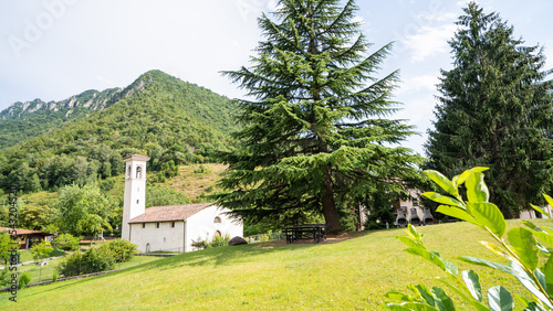 Old Church on Italy hills next to lake Iseo. photo