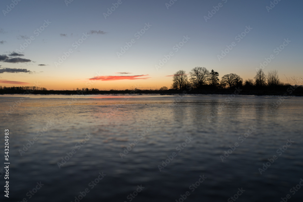 sunset over the river