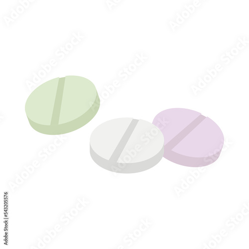 Colorful pastel pills cartoon illustration. Pills and medication against disease. Doctors prescription for cure. Pharmacy, health concept