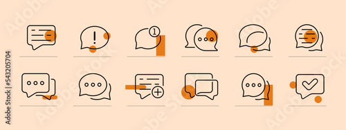 Comment set icon. Speech bubble, time for review, customer, reaction, notification, correspondence, message, sms, ringtone, rating, rate, positive, user. Feedback concept. Pastel color background