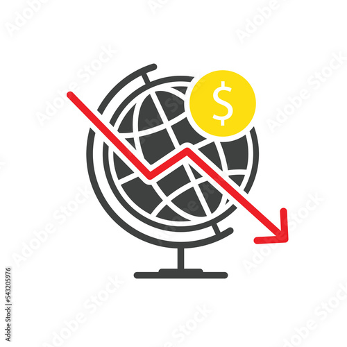 global financial crisis, declining financial costs down arrow symbol