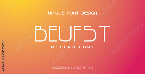 Modern alphabet line font for typography. Style of minimalist slim abstract monogram fonts. Vector illustration and tech font.