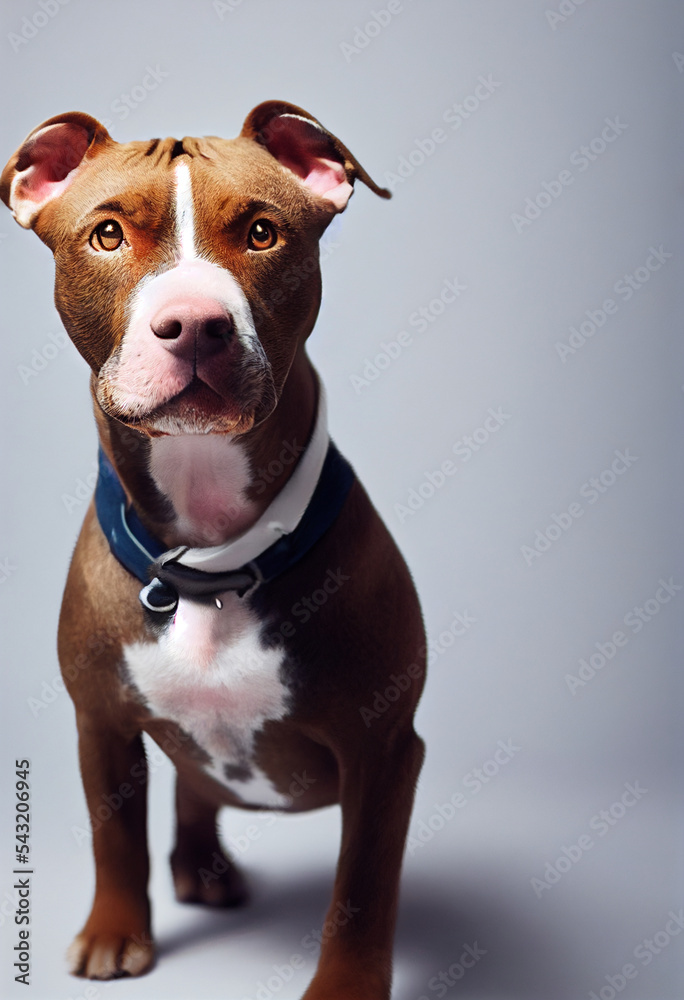 Cute and adorable Pitbull. Illustration photo portrait with background