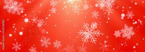 Red christmas themed background wallpaper with white snowflakes. Web banner.
