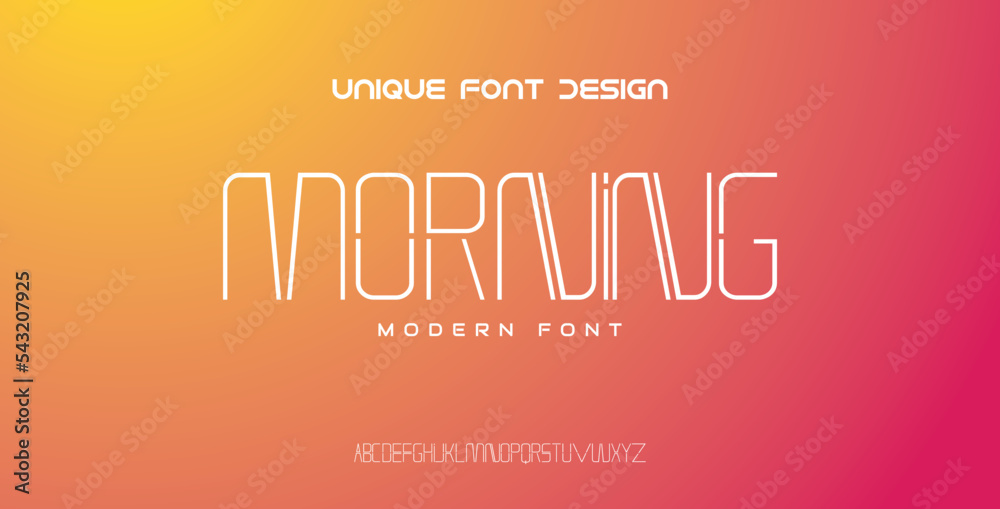 MORNING line font typeface designed for technology. Typeface urban style fonts for technology, digital, movie, logo design.