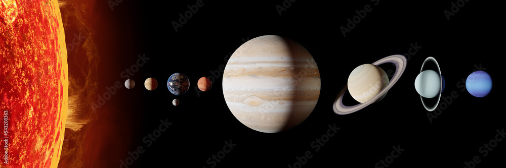 Solar system planets in outer space. Mercury, Venus, Earth, Mars ...