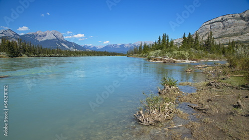 View of Athabasca River from Yellowhead Highway in Jasper National Park,Alberta,Canada,North America 