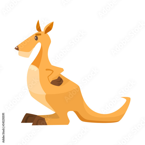 Cute angry kangaroo cartoon character vector illustration. Comic animal with pouch from Australia isolated on white background. Wildlife concept