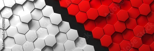 Background of hexagons. Geometric structure of honeycombs. 3D visualization