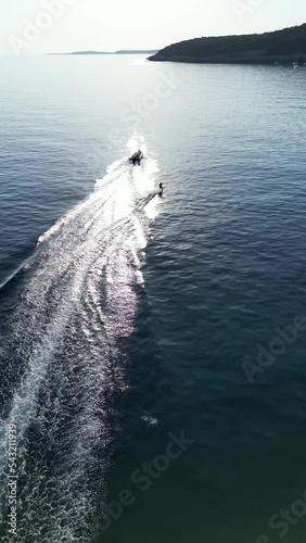 Waterski chasing by drone in menorca