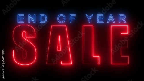 End of year sale illuminate neon glow light sign.