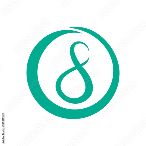 March 8 icon. Spring holiday woman. Number 8
