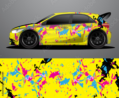 Rally car decal graphic wrap vector, abstract background
