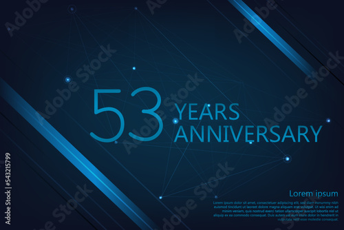 53 years anniversary geometric banner. Poster template for celebrating anniversary event party. Vector illustration