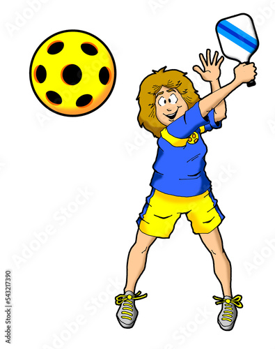 Pickleball Woman Giant Serve
