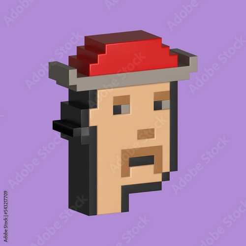 Cryptopunks Pixel Art (NFT) Nonfungible Token, NFT blockchain-3D Render illustration Design
