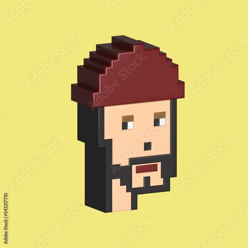 Cryptopunks Pixel Art (NFT) Nonfungible Token, NFT blockchain-3D Render illustration Design
