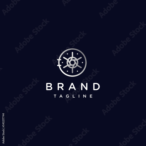 Shutter Camera Inside Vault Icon Logo Design. Photographic Asset Storage Security Icon Design.
