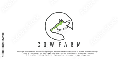 Cow logo lineart vector design