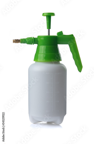 hand-pumped sprayer isolated on white background. Garden pressure sprayer for dispensing fertilizer