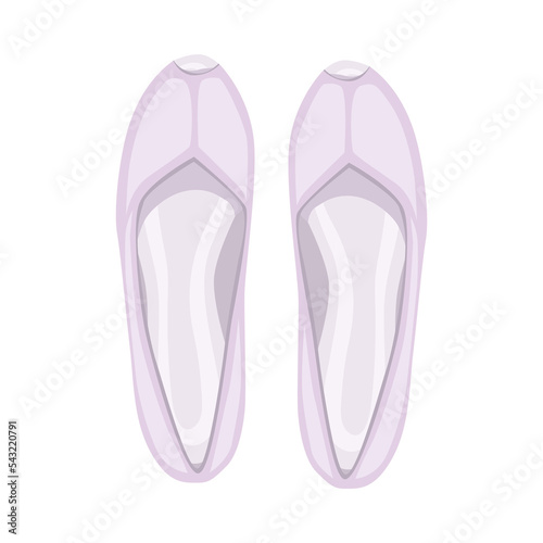 Top view of female pastel purple pumps flat vector illustration. Comfortable pair of summer shoes on white background. Footwear, fashion concept