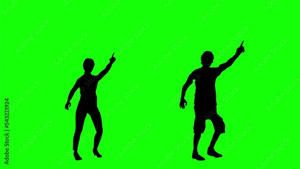 Boy and Girl Dancing Silhouette on Green Screen Boy and Girl Dancing Silhouette on Green Screen