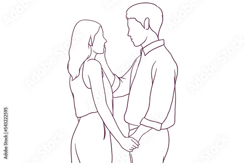 romantic couple hand drawn style vector illustration