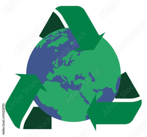 Planet Earth inside Recycle Logo Icon