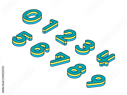 カラフルなナナメの立体数字イラスト 2