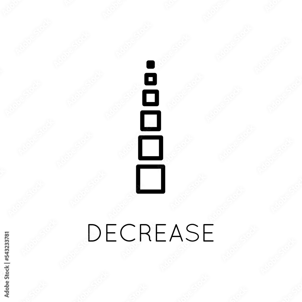 Decrease Vector Icon. Vector sign in simple style isolated on white background. Decrease Vector Icon. Vector sign in simple style isolated on white background.