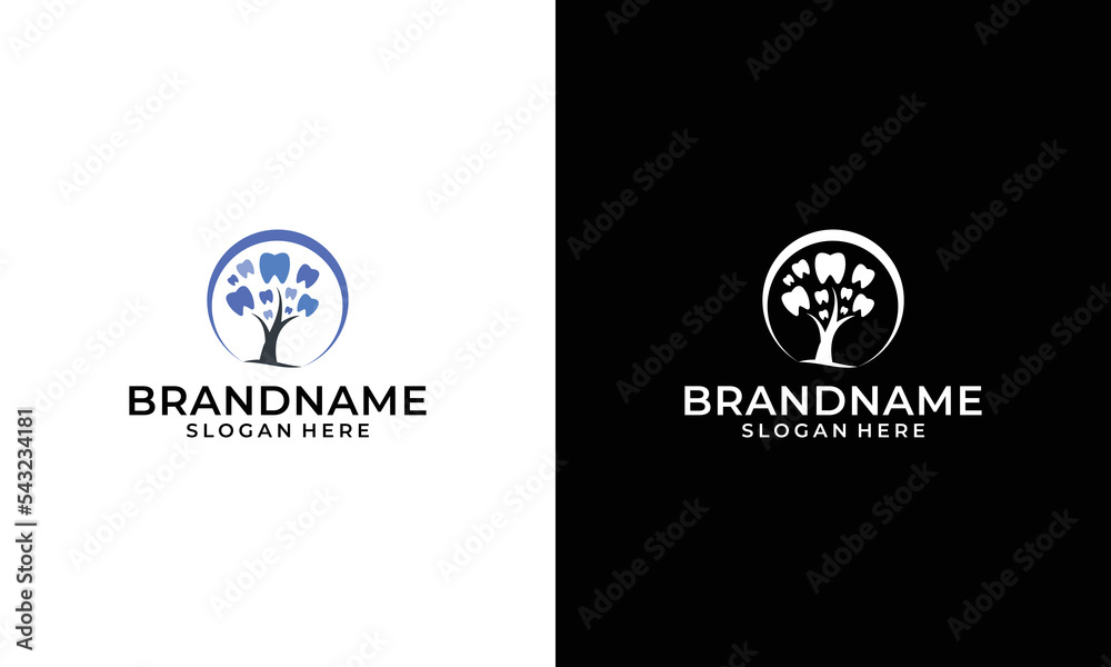 tree dental logo design concept template, vector dental, tree logo dental logo
