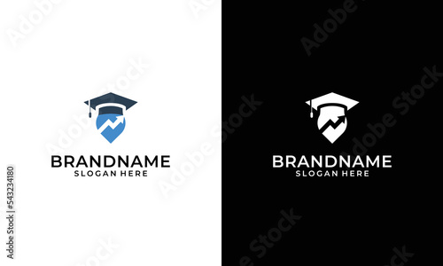 Education hat finance map pin shape concept logo design vector icon. Education logo design and investment logo.